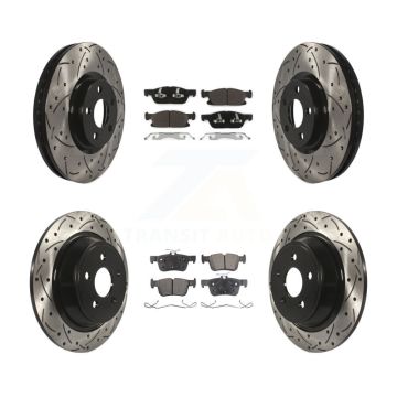 Front Rear Coated Drilled Slotted Disc Brake Rotors And Ceramic Pads Kit For Ford Edge KDT-100246