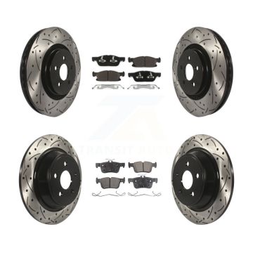 Front Rear Drill Slot Disc Brake Rotor Ceramic Pad Kit For Ford Edge Lincoln Nautilus MKX KDT-100249