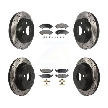 Front Rear Drilled Slot Brake Rotor & Ceramic Pad Kit For Ram 1500 Classic Dodge Chrysler KDT-100250