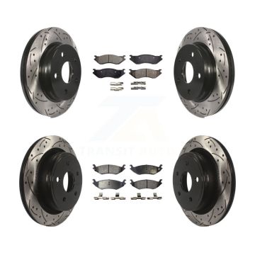 Front Rear Coated Drilled Slotted Disc Brake Rotor And Ceramic Pad Kit For Dodge Ram 1500 KDT-100251