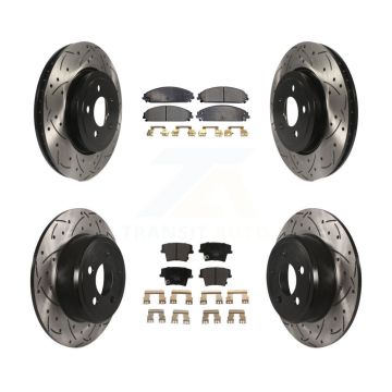 Front Rear Drilled Slot Brake Rotors Ceramic Pad Kit For 05-06 Chrysler 300 AWD with 3.5L KDT-100255