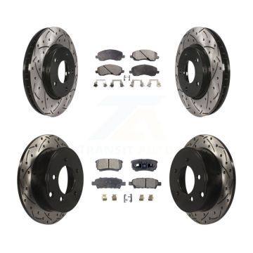 Front Rear Drilled Slot Brake Rotor & Ceramic Pad Kit For Mitsubishi Lancer Dodge Caliber KDT-100258