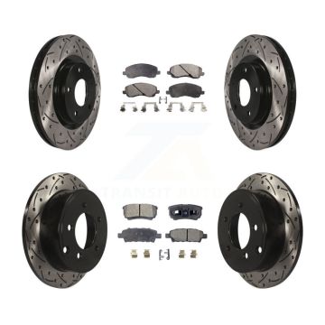 Front Rear Drill Slot Brake Rotors Ceramic Pad Kit For Jeep Patriot Compass Dodge Caliber KDT-100260