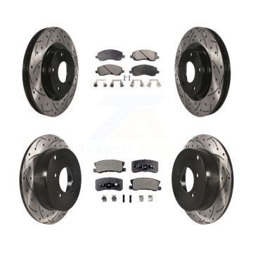 Front Rear Coated Drilled Slot Disc Brake Rotors Ceramic Pad Kit For Mitsubishi Outlander KDT-100263