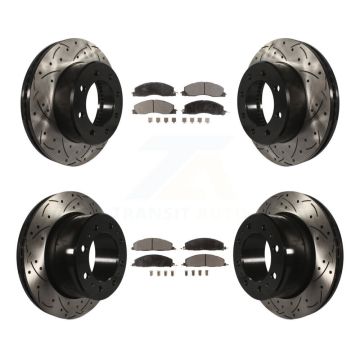 Front Rear Coat Drill Slot Disc Brake Rotors Ceramic Pad Kit For Ram 3500 2500 1500 Dodge KDT-100267