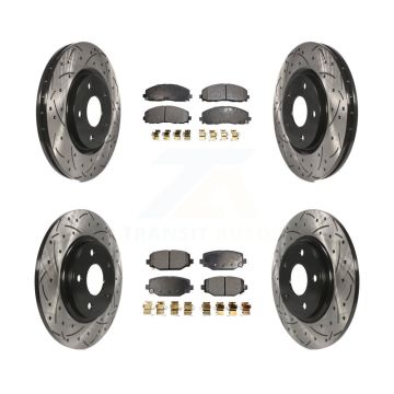 Front Rear Drill Slot Brake Rotors Ceramic Pad Kit For Dodge Grand Caravan Journey Town & KDT-100270
