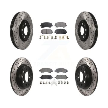 Front Rear Coated Drilled Slot Disc Brake Rotors Ceramic Pad Kit For 2013-2016 Dodge Dart KDT-100271