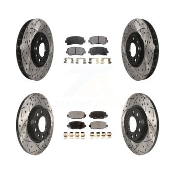 Front Rear Coated Drilled Slotted Disc Brake Rotors And Ceramic Pads Kit For Chrysler 200 KDT-100272