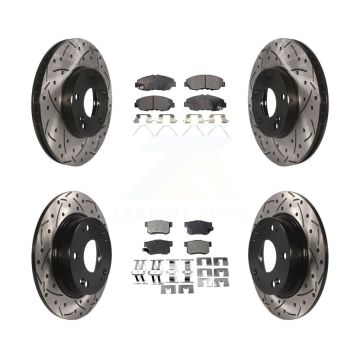 Front Rear Drill Slot Disc Brake Rotors Ceramic Pad Kit For 2014-2015 Honda Civic Touring KDT-100277