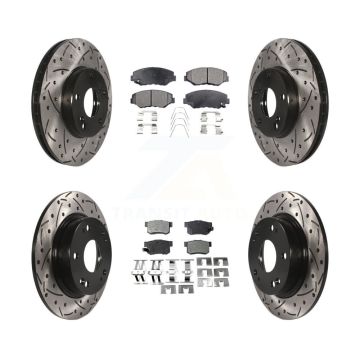 Front Rear Coated Drilled Slot Disc Brake Rotor Ceramic Pad Kit For Honda Civic Acura ILX KDT-100279