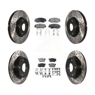 Front Rear Coated Drilled Slot Disc Brake Rotor Ceramic Pad Kit For Honda Civic Acura ILX KDT-100291