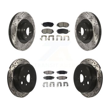 Front Rear Drilled Slot Brake Rotor & Ceramic Pad Kit For Subaru Impreza Forester Outback KDT-100295