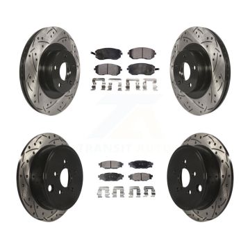 Front Rear Drilled Slot Brake Rotor & Ceramic Pad Kit For Subaru Outback Forester Impreza KDT-100297