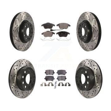 Front Rear Coated Drilled Slot Disc Brake Rotors Ceramic Pad Kit For 2008 Audi A3 Quattro KDT-100300