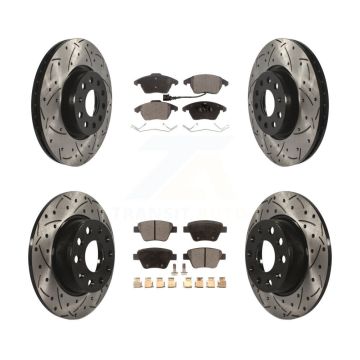 Front Rear Coated Drilled Slot Disc Brake Rotor Ceramic Pad Kit For Volkswagen Beetle GTI KDT-100302
