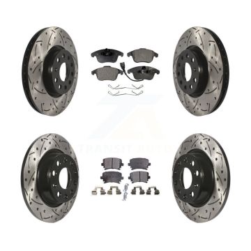 Front Rear Drilled Slot Brake Rotor Ceramic Pad Kit For Volkswagen Tiguan Audi Q3 Quattro KDT-100305