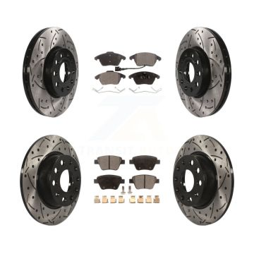 Front Rear Coated Drilled Slotted Disc Brake Rotors Ceramic Pad Kit For Volkswagen Beetle KDT-100308