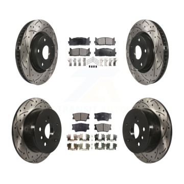 Front Rear Drilled Slot Brake Rotor & Ceramic Pad Kit For Toyota Camry Lexus ES350 Avalon KDT-100319