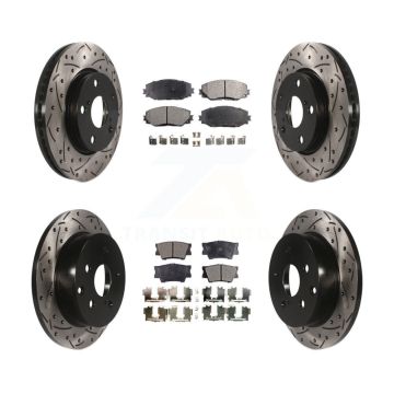 Front Rear Coat Drill Slot Disc Brake Rotors Ceramic Pad Kit For Toyota RAV4 Lexus HS250h KDT-100320