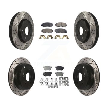 Front Rear Coated Drilled Slotted Disc Brake Rotors And Ceramic Pads Kit For Acura RDX KDT-100324