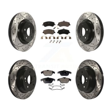 Front Rear Drilled Slot Disc Brake Rotors Ceramic Pad Kit For Mercedes-Benz GLK350 GLK250 KDT-100326