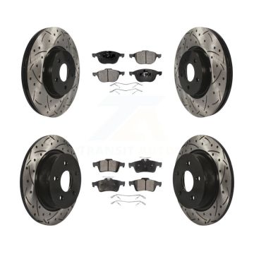 Front Rear Coated Drilled Slot Disc Brake Rotors Ceramic Pad Kit For Ford Transit Connect KDT-100328