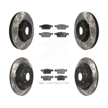 Front Rear Coated Drill Slot Disc Brake Rotor Ceramic Pad Kit For Ford Escape Lincoln MKC KDT-100330