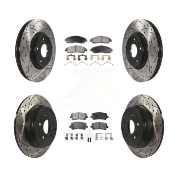 Front Rear Coat Drill Slot Disc Brake Rotor Ceramic Pad Kit For Honda Pilot Acura MDX ZDX KDT-100332