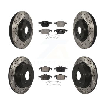 Front Rear Coated Drilled Slotted Disc Brake Rotors Ceramic Pad Kit For Ford Escape C-Max KDT-100338