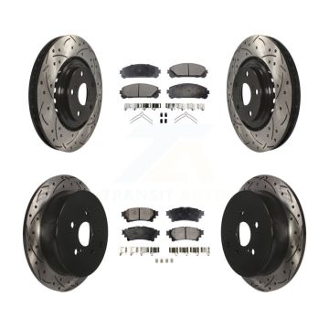 Front Rear Drill Slot Disc Brake Rotor Ceramic Pad Kit For Toyota Sienna Highlander Lexus KDT-100343