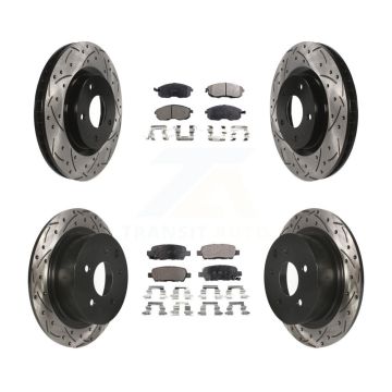 Front Rear Drilled Slot Disc Brake Rotor Ceramic Pad Kit For 2007-2012 Nissan Sentra SE-R KDT-100345