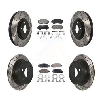 Front Rear Drill Slot Brake Rotor Ceramic Pad Kit For 2007-2012 Nissan Sentra SE-R Spec V KDT-100346
