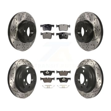 Front Rear Coated Drilled Slot Disc Brake Rotors Ceramic Pad Kit For BMW 320i xDrive 328d KDT-100348