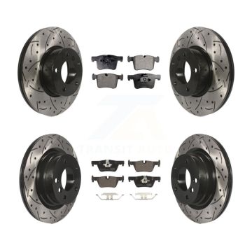 Front Rear Coated Drilled Slotted Disc Brake Rotors And Ceramic Pad Kit For BMW 320i 328d KDT-100349