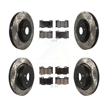 Front Rear Coated Drilled Slotted Disc Brake Rotors And Ceramic Pad Kit For INFINITI FX50 KDT-100353