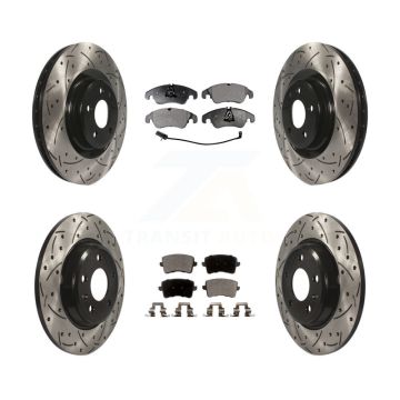 Front Rear Coated Drilled Slotted Disc Brake Rotors And Ceramic Pads Kit For Audi Q5 KDT-100357