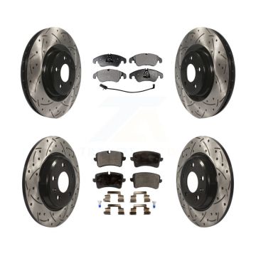 Front Rear Coated Drilled Slotted Disc Brake Rotors And Ceramic Pads Kit For Audi A6 KDT-100358
