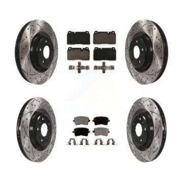 Front Rear Coated Drilled Slotted Disc Brake Rotors And Ceramic Pads Kit For Audi Q5 KDT-100361