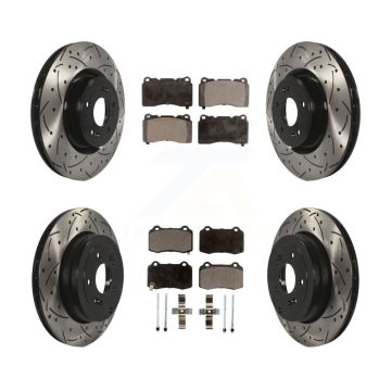 Front Rear Coated Drilled Slot Disc Brake Rotor Ceramic Pad Kit For Hyundai Genesis Coupe KDT-100363