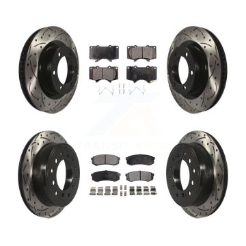 Front Rear Drilled Slot Disc Brake Rotor & Ceramic Pad Kit For Toyota 4Runner Lexus GX460 KDT-100366
