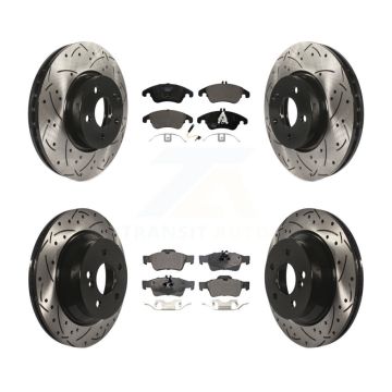 Front Rear Coated Drill Slot Disc Brake Rotor Ceramic Pad Kit For Mercedes-Benz E350 E400 KDT-100371