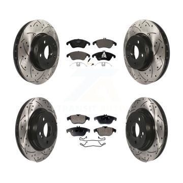 Front Rear Drilled Slot Disc Brake Rotor Ceramic Pad Kit For Mercedes-Benz C300 C350 E350 KDT-100372