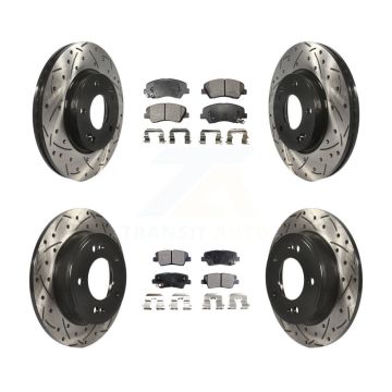 Front Rear Drill Slot Brake Rotor Ceramic Pad Kit For Hyundai Elantra GT Kia Forte Forte5 KDT-100375