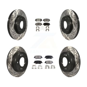 Front Rear Drill Slot Brake Rotor Ceramic Pad Kit For Kia Forte Hyundai Elantra GT Forte5 KDT-100376