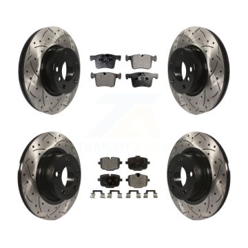 Front Rear Coated Drill Slot Disc Brake Rotors Ceramic Pad Kit For 2012 BMW X3 From 10 11 KDT-100379