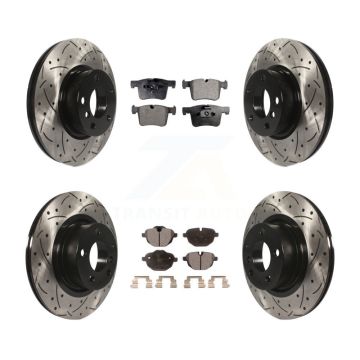 Front Rear Coated Drilled Slotted Disc Brake Rotors And Ceramic Pads Kit For BMW X3 X4 KDT-100380