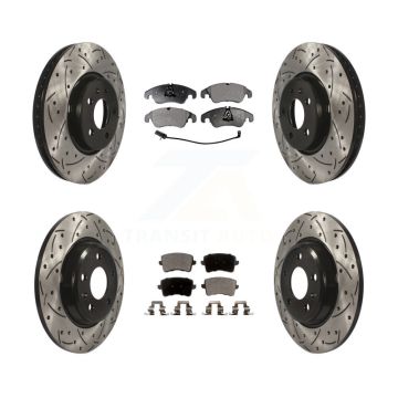 Front Rear Drill Slot Disc Brake Rotors Ceramic Pad Kit For Audi Q5 A4 Quattro A5 allroad KDT-100383