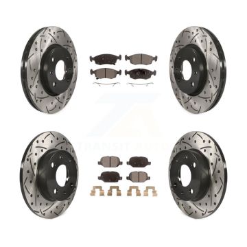 Front Rear Coated Drilled Slotted Disc Brake Rotors And Ceramic Pads Kit For Fiat 500 KDT-100386
