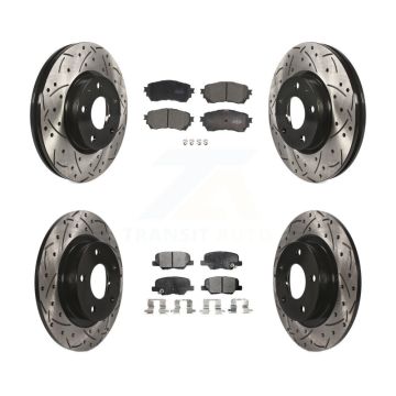 Front Rear Coated Drilled Slotted Disc Brake Rotors And Ceramic Pads Kit For Mazda 6 KDT-100392