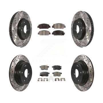 Front Rear Coated Drilled Slotted Disc Brake Rotors And Ceramic Pads Kit For Honda Accord KDT-100395